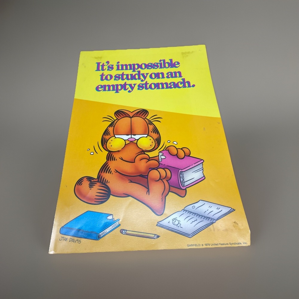 Argus 1978 Garfield Poster It's Impossible To Study On An Empty‎ Stomach 19x13.5